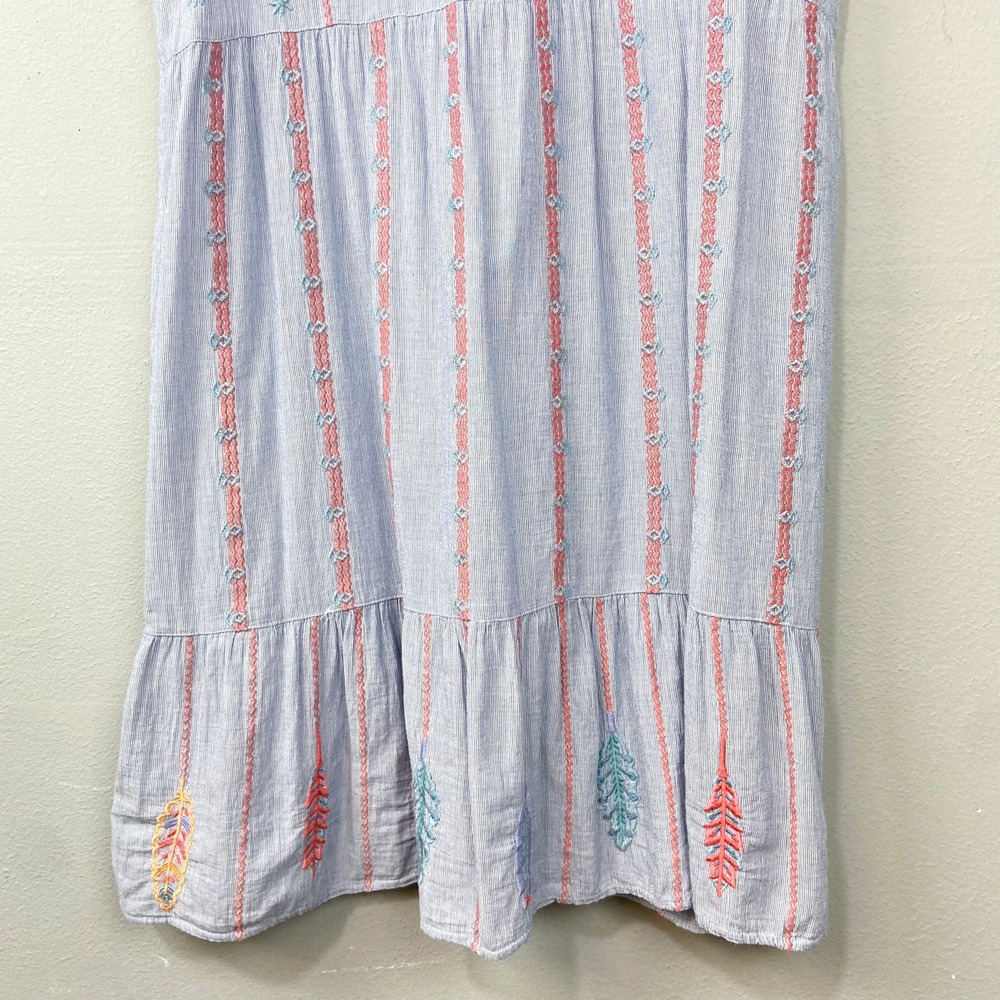 Johnny Was Workshop Dress Womens Size M Bereginia Embroidered Tank Blue Boho - Picture 8 of 8